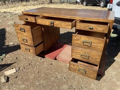 Vintage Mid Century Modern Drexel Campaign Desk Some Surface Damage - Thumbnail 19
