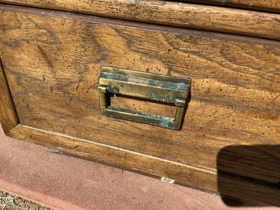 Vintage Mid Century Modern Drexel Campaign Desk Some Surface Damage - Thumbnail 20
