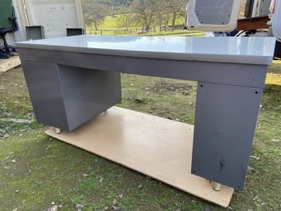Vintage Mid Century Modern Metal Tanker  Desk Workbench Industrial Table - Thumbnail 8