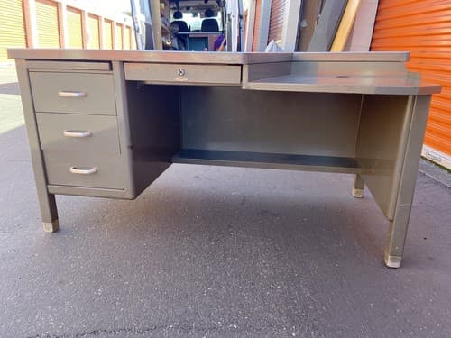 Art Metal Vintage Mid Century Modern Metal Tanker Steel Desk - Thumbnail 2