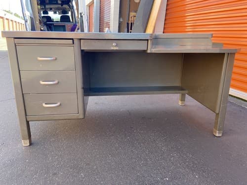 Art Metal Vintage Mid Century Modern Metal Tanker Steel Desk - Thumbnail 11