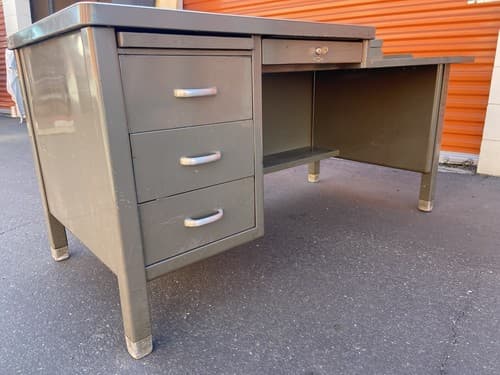 Art Metal Vintage Mid Century Modern Metal Tanker Steel Desk - Thumbnail 6