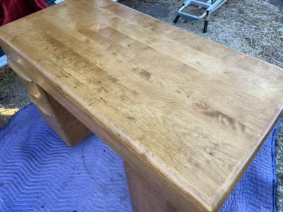 Mid Century Modern Desk Solid Maple Wood Heywood Wakefield Needs Restoration - Thumbnail 3
