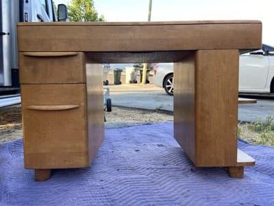 Mid Century Modern Desk Solid Maple Wood Heywood Wakefield Needs Restoration - Image 1