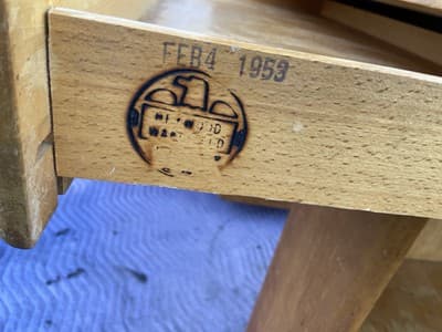 Mid Century Modern Desk Solid Maple Wood Heywood Wakefield Needs Restoration - Thumbnail 9