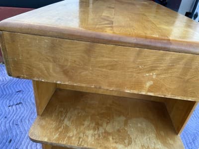 Mid Century Modern Desk Solid Maple Wood Heywood Wakefield Needs Restoration - Thumbnail 10
