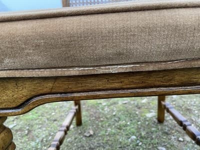 Vintage Walnut/Cane Back Dining Armchairs Set of Two Need New Fabric - Thumbnail 5
