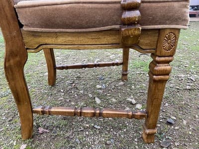 Vintage Walnut/Cane Back Dining Armchairs Set of Two Need New Fabric - Thumbnail 8