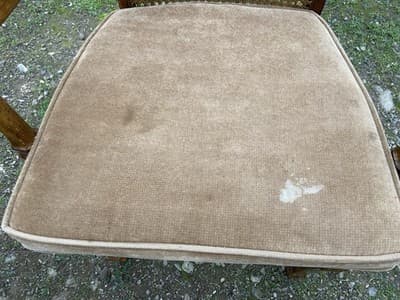 Vintage Walnut/Cane Back Dining Armchairs Set of Two Need New Fabric - Thumbnail 14