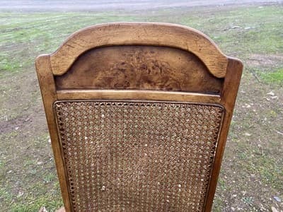 Vintage Walnut/Cane Back Dining Armchairs Set of Two Need New Fabric - Thumbnail 12