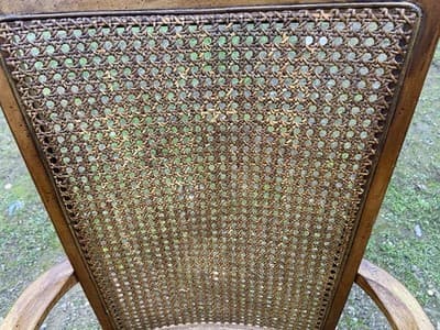 Vintage Walnut/Cane Back Dining Armchairs Set of Two Need New Fabric - Thumbnail 17