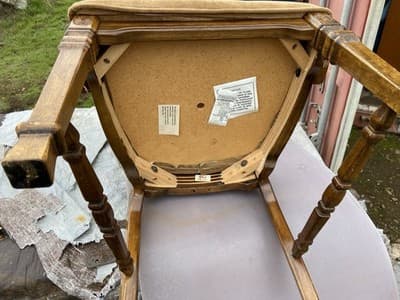 Vintage Walnut/Cane Back Dining Armchairs Set of Two Need New Fabric - Thumbnail 23