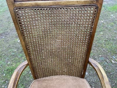Vintage Walnut/Cane Back Dining Armchairs Set of Two Need New Fabric - Thumbnail 18