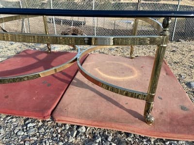 Vintage Mid Century Hollywood Regency Brass And Beveled Glass Top Coffee Table - Thumbnail 10