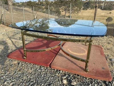 Vintage Mid Century Hollywood Regency Brass And Beveled Glass Top Coffee Table - Thumbnail 11