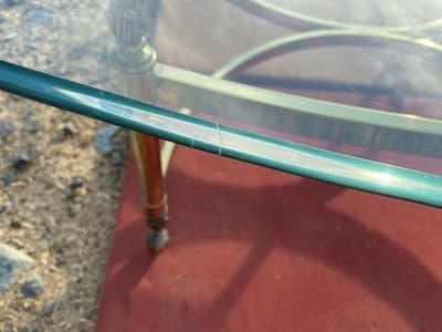 Vintage Mid Century Hollywood Regency Brass And Beveled Glass Top Coffee Table - Thumbnail 9