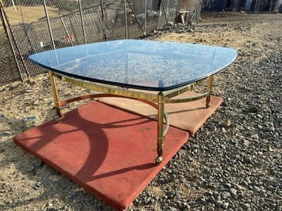 Vintage Mid Century Hollywood Regency Brass And Beveled Glass Top Coffee Table - Thumbnail 17