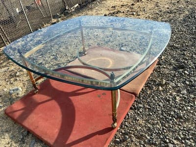 Vintage Mid Century Hollywood Regency Brass And Beveled Glass Top Coffee Table - Thumbnail 14