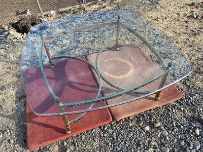 Vintage Mid Century Hollywood Regency Brass And Beveled Glass Top Coffee Table - Thumbnail 23