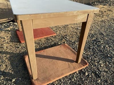 Vintage Standford University Steel Tanker Desk Table It Has Patina - Thumbnail 5