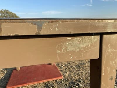 Vintage Standford University Steel Tanker Desk Table It Has Patina - Thumbnail 2