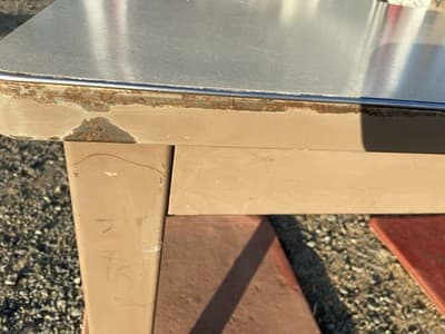 Vintage Standford University Steel Tanker Desk Table It Has Patina - Thumbnail 7