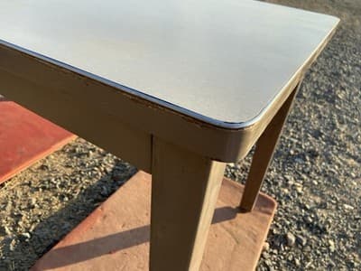 Vintage Standford University Steel Tanker Desk Table It Has Patina - Thumbnail 8