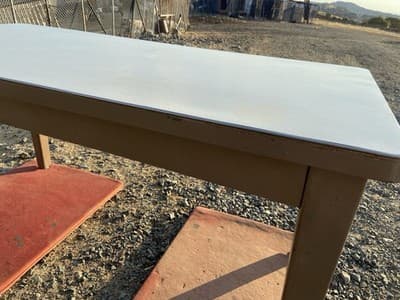 Vintage Standford University Steel Tanker Desk Table It Has Patina - Thumbnail 10
