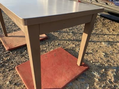 Vintage Standford University Steel Tanker Desk Table It Has Patina - Thumbnail 12