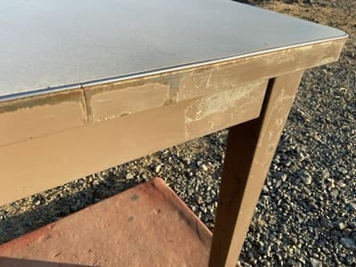 Vintage Standford University Steel Tanker Desk Table It Has Patina - Thumbnail 19
