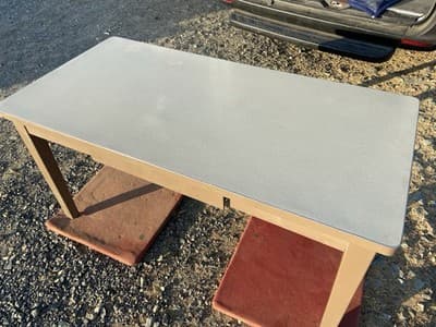 Vintage Standford University Steel Tanker Desk Table It Has Patina - Thumbnail 21