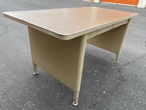 Mcdowell And Craig Vintage Mid Century Modern Metal Tanker Writing Desk Table - Thumbnail 7