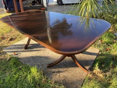 Vintage Mahogany Double Pedestal Dining Room Table With Three Leaves - Image 1