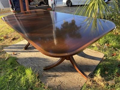 Vintage Mahogany Double Pedestal Dining Room Table With Three Leaves - Thumbnail 3