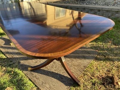 Vintage Mahogany Double Pedestal Dining Room Table With Three Leaves - Thumbnail 9