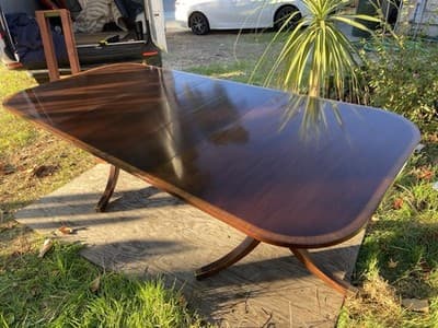 Vintage Mahogany Double Pedestal Dining Room Table With Three Leaves - Thumbnail 7