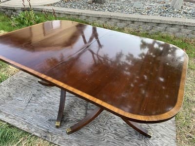 Vintage Mahogany Double Pedestal Dining Room Table With Three Leaves - Thumbnail 20