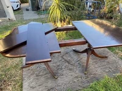 Vintage Mahogany Double Pedestal Dining Room Table With Three Leaves - Thumbnail 15