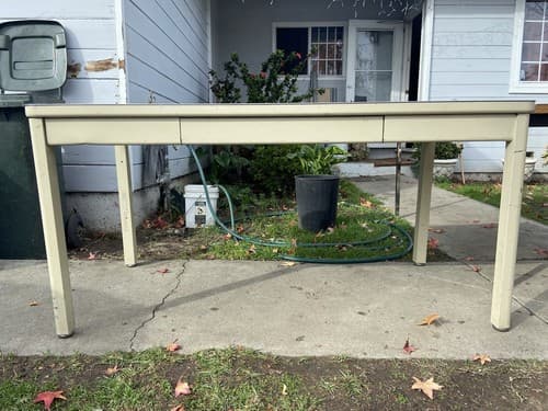 METAL INDUSTRIAL Steelcase Desk Retro Work Bench Metal Lab Table - Image 1