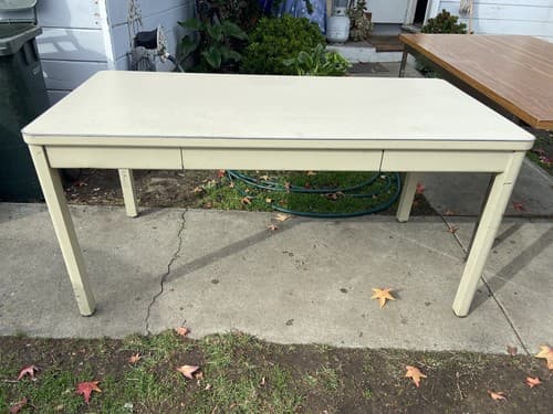 METAL INDUSTRIAL Steelcase Desk Retro Work Bench Metal Lab Table - Thumbnail 8