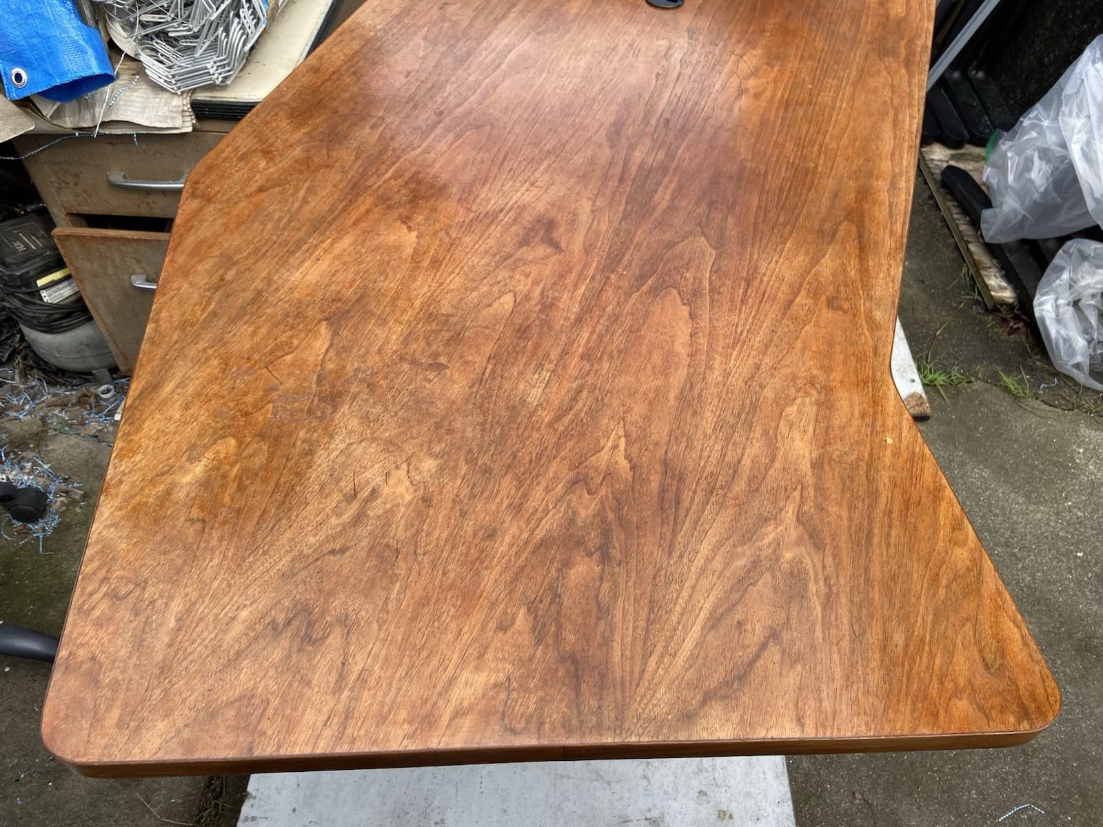 Stow Davis Mid Century Walnut Boomerang Desk needs some refinishing - Thumbnail 17