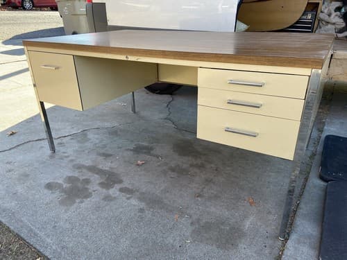 MCM ALLSTEEL Tanker Desk Industrial Steel Metal Office Table - Thumbnail 7