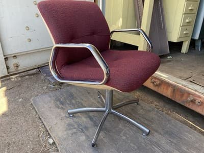 vintage  Steelcase Chrome  Upholstered Fabric Chair #454  Charles Pollock Style - Thumbnail 4