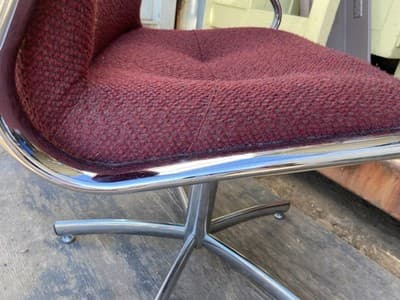 vintage  Steelcase Chrome  Upholstered Fabric Chair #454  Charles Pollock Style - Thumbnail 3