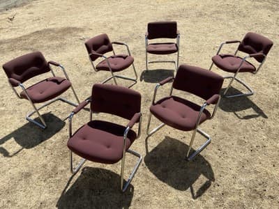 STEELCASE CANTILEVER Chrome Chair Model 421 482 Mid Century Modern Set Of 6 - Image 1