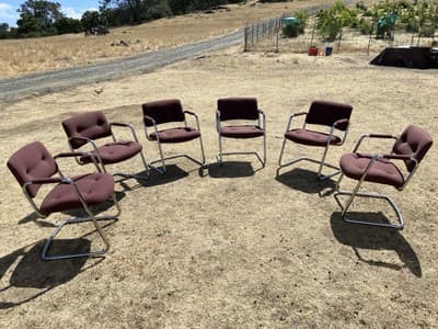 STEELCASE CANTILEVER Chrome Chair Model 421 482 Mid Century Modern Set Of 6 - Thumbnail 7