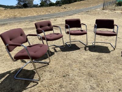 STEELCASE CANTILEVER Chrome Chair Model 421 482 Mid Century Modern Set Of 6 - Thumbnail 8