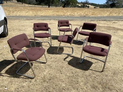 STEELCASE CANTILEVER Chrome Chair Model 421 482 Mid Century Modern Set Of 6 - Thumbnail 6
