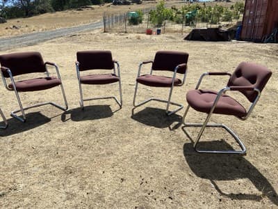 STEELCASE CANTILEVER Chrome Chair Model 421 482 Mid Century Modern Set Of 6 - Thumbnail 10