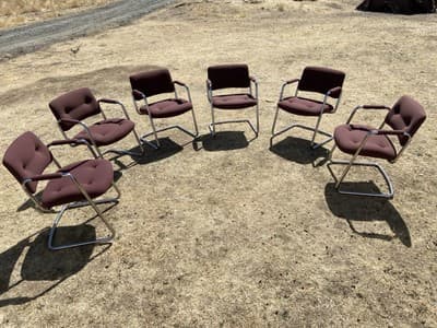 STEELCASE CANTILEVER Chrome Chair Model 421 482 Mid Century Modern Set Of 6 - Thumbnail 9